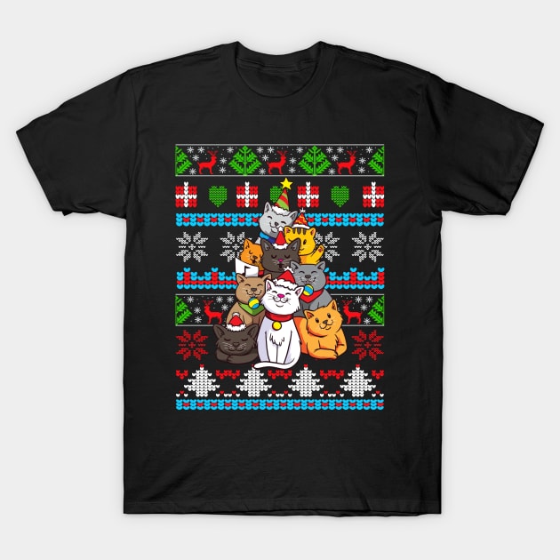 Christmas - Christmas Cat Tree T-Shirt by Shiva121